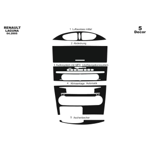 Renault Laguna 04.05-08.09 3D Interior Dashboard Trim Kit Dash Trim Dekor 5-Parts 2