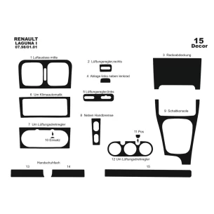 Renault Laguna 07.98-01.01 3D Interior Dashboard Trim Kit Dash Trim Dekor 15-Parts 2