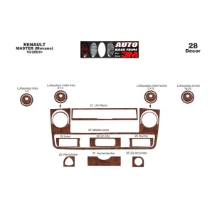 Renault Master 01.04-12.09 3D Interior Dashboard Trim Kit Dash Trim Dekor 28-Parts 2