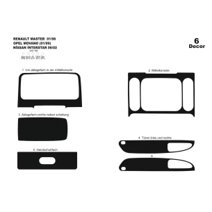 Renault Master 01.98-12.03 3D Interior Dashboard Trim Kit Dash Trim Dekor 6-Parts 2