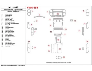 Volkswagen Tiguan 2009-2009 Full Set, Automatic AC Interior BD Dash Trim Kit - 1 - Interior Dash Trim Kit