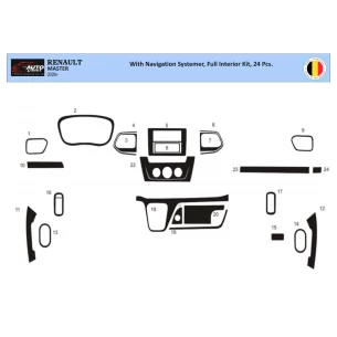 Renault Master III from 2019 3D Interior Dashboard Trim Kit Dash Trim Dekor 24-Parts 2