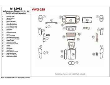 Volkswagen Tiguan 2013-UP Full Set, Without NAVI Interior BD Dash Trim Kit - 1 - Interior Dash Trim Kit