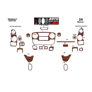 Renault Master-Nissan Interstar 01.2010 3D Interior Dashboard Trim Kit Dash Trim Dekor 29-Parts 2