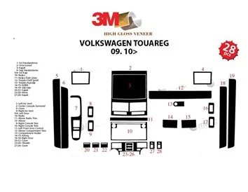 Volkswagen Toureg 09.2010 3D Interior Dashboard Trim Kit Dash Trim Dekor 24-Parts