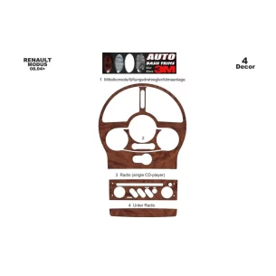 Renault Modus 08.2004 3D Interior Dashboard Trim Kit Dash Trim Dekor 4-Parts 2