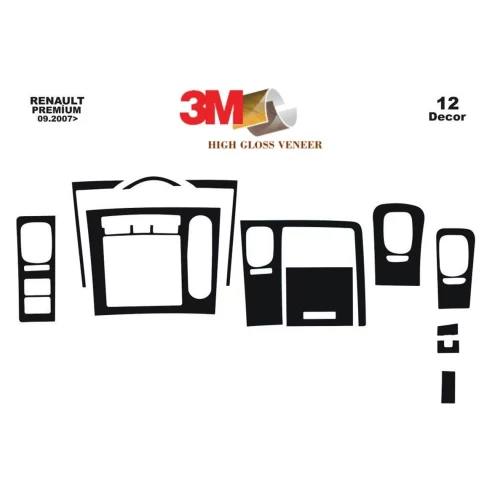 Renault Premium Midlum Kerax 09.2005 3D Interior Dashboard Trim Kit Dash Trim Dekor 12-Parts