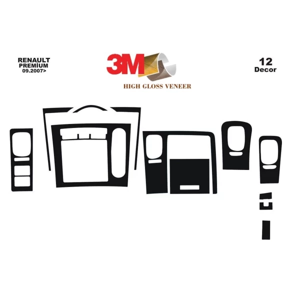Renault Premium Midlum Kerax 09.2005 3D Interior Dashboard Trim Kit Dash Trim Dekor 12-Parts