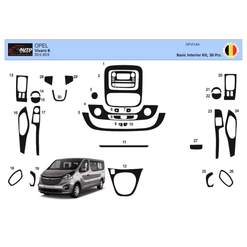 Renault Trafic 01.2015 3D Interior Dashboard Trim Kit Dash Trim Dekor 30-Parts