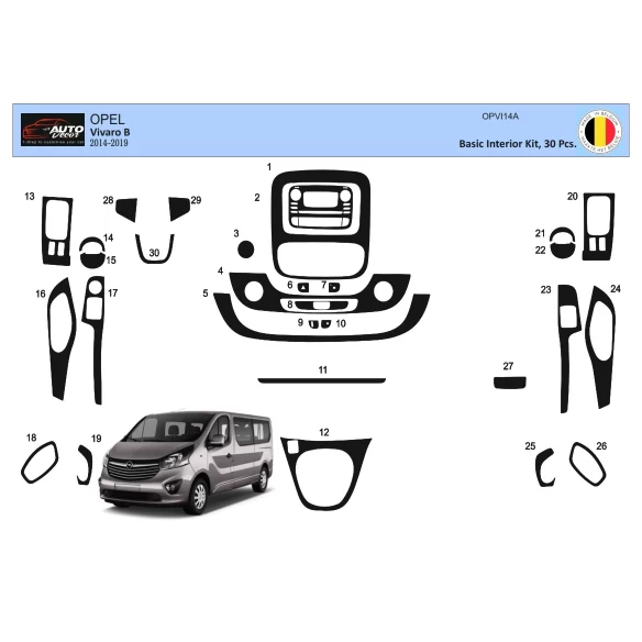 Renault Trafic 01.2015 3D Interior Dashboard Trim Kit Dash Trim Dekor 30-Parts