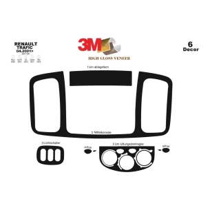 Renault Trafic Nissan Primastar 04.01-12.06 3D Interior Dashboard Trim Kit Dash Trim Dekor 6-Parts 2