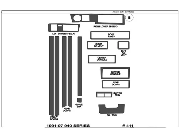 Volvo 940 10.90-04.98 3D Interior Dashboard Trim Kit Dash Trim Dekor 16-Parts