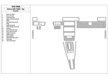 Volvo 940 10.90-04.98 3D Interior Dashboard Trim Kit Dash Trim Dekor 18-Parts - 1 - Interior Dash Trim Kit