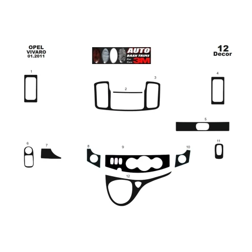 Renault Trafic-Nissan Primastar 01.2011 Digi 3D Interior Dashboard Trim Kit Dash Trim Dekor 12-Parts