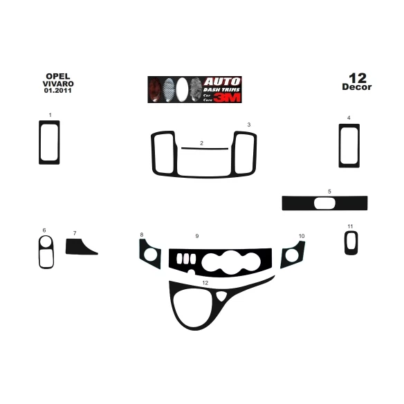 Renault Trafic-Nissan Primastar 01.2011 Digi 3D Interior Dashboard Trim Kit Dash Trim Dekor 12-Parts