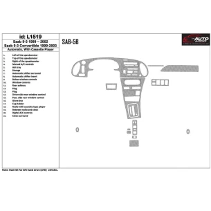 Saab 9-3 1999-2002 Automatic Gearbox, With Compact Casette player, Without OEM, 21 Parts set Interior BD Dash Trim Kit 2