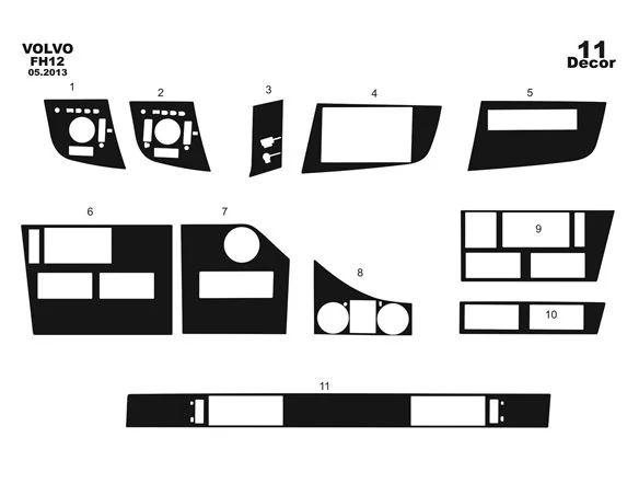 Volvo FH Version 4 01.2013 3D Interior Dashboard Trim Kit Dash Trim Dekor 11-Parts