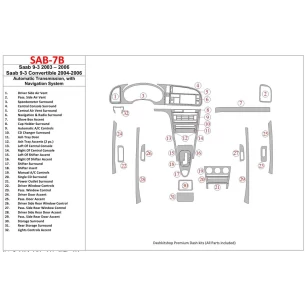 Saab 9-3 2003-2006 Automatic Gear, With NAVI system Interior BD Dash Trim Kit