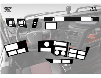 Volvo FH Version 5 ab 2020 3D Interior Dashboard Trim Kit Dash Trim Dekor 11-Parts - 1 - Interior Dash Trim Kit
