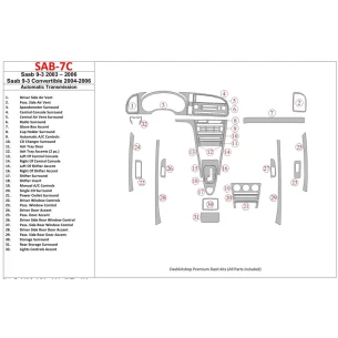 Saab 9-3 2003-2006 Automatic Gear, Without Infotainment Center Interior BD Dash Trim Kit