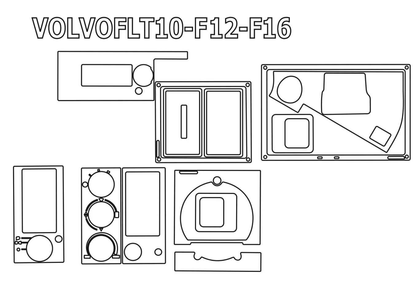 Volvo FL-Series FL10 FLT 3D Interior Dashboard Trim Kit Dash Trim Dekor 13-Parts - 1 - Interior Dash Trim Kit