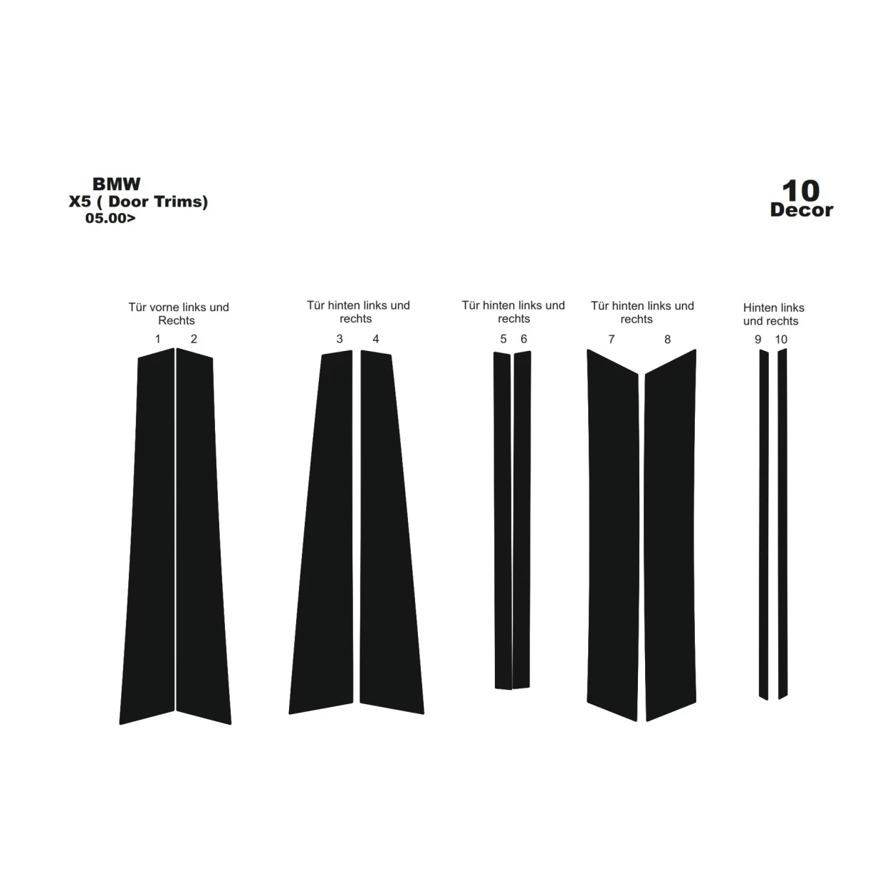 BMW X5 E53 05.2000 3D Interior Dashboard Trim Kit Dash Trim Dekor 10-Parts