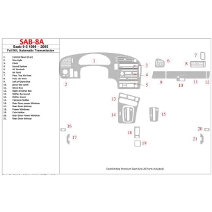 Saab 9-5 1999-2005 Full Set, Automatic Gear Interior BD Dash Trim Kit 2