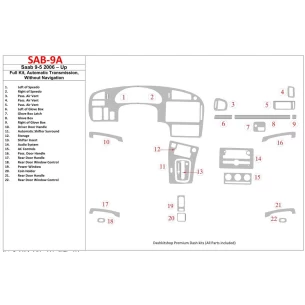 Saab 9-5 2006-UP Full Set, Automatic Gear, Without NAVI Interior BD Dash Trim Kit