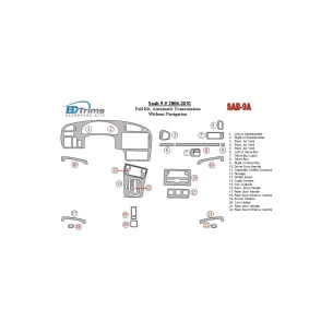 Saab 9-5 2006-UP Full Set, Automatic Gear, Without NAVI Interior BD Dash Trim Kit 2