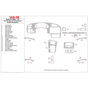 Saab 9-5 2006-UP Full Set, Manual Gear Box, Without NAVI Interior BD Dash Trim Kit