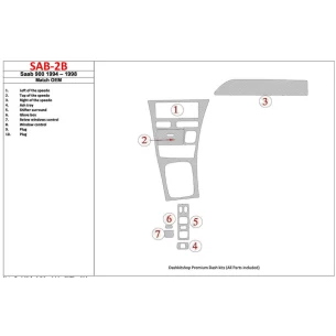 Saab 900 1994-1998 OEM Compliance, 7 Parts set Interior BD Dash Trim Kit