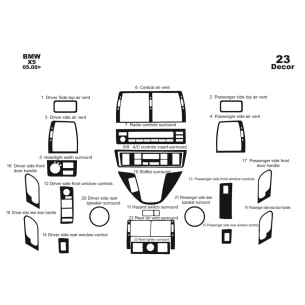 BMW X5 E53 05.2000 3D Interior Dashboard Trim Kit Dash Trim Dekor 23-Parts 2