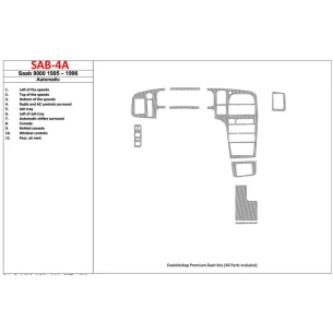 Saab 9000 1995-1996 Automatic Gearbox, 11 Parts set Interior BD Dash Trim Kit 2