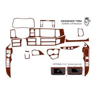Scania NG-Series ab 2016 3D Interior Dashboard Trim Kit Dash Trim Dekor 17-Parts