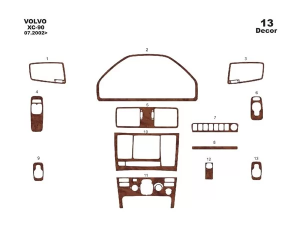 Volvo XC 90 07.2002 3D Interior Dashboard Trim Kit Dash Trim Dekor 13-Parts