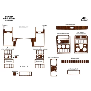 Scania R-Series R1 Reihe 05.04-09.09 3D Interior Dashboard Trim Kit Dash Trim Dekor 46-Parts 2