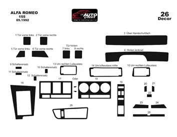 Alfa Romeo 155 1992 3D Interior Dashboard Trim Kit Dash Trim Dekor 26-Parts - 1 - Interior Dash Trim Kit