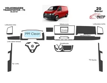Volkswagen Transporter T6 2016 3D Interior Dashboard Trim Kit Dash Trim Dekor 20-Parts - 2 - Interior Dash Trim Kit