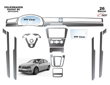 Volkswagen Passat B8 2015-2018 3D Interior Dashboard Trim Kit Dash Trim Dekor 26-Parts - 1 - Interior Dash Trim Kit