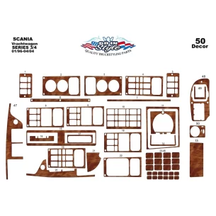 Scania Scania 4-Series 01.96-04.04 3D Interior Dashboard Trim Kit Dash Trim Dekor 50-Parts 2