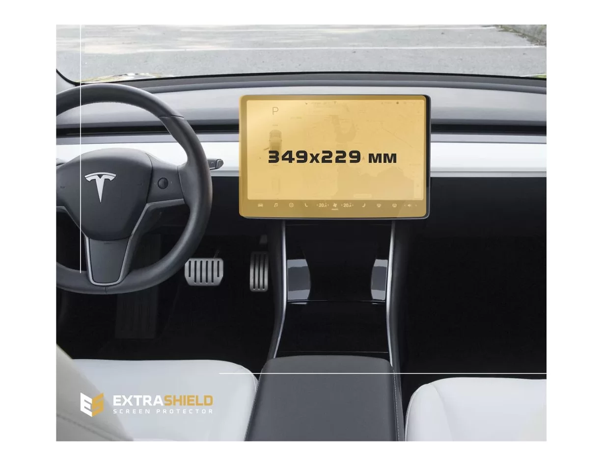 Tesla Model 3 2017 - Present Multimedia 15" ExtraShield Screeen Protector - 1 - Interior Dash Trim Kit