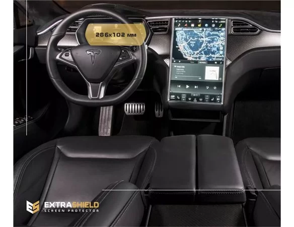 Tesla Model S 2012 - Present Digital Speedometer 12,3" ExtraShield Screeen Protector - 1 - Interior Dash Trim Kit