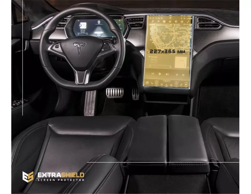 Tesla Model S 2012 - Present Multimedia 17" ExtraShield Screeen Protector - 1 - Interior Dash Trim Kit