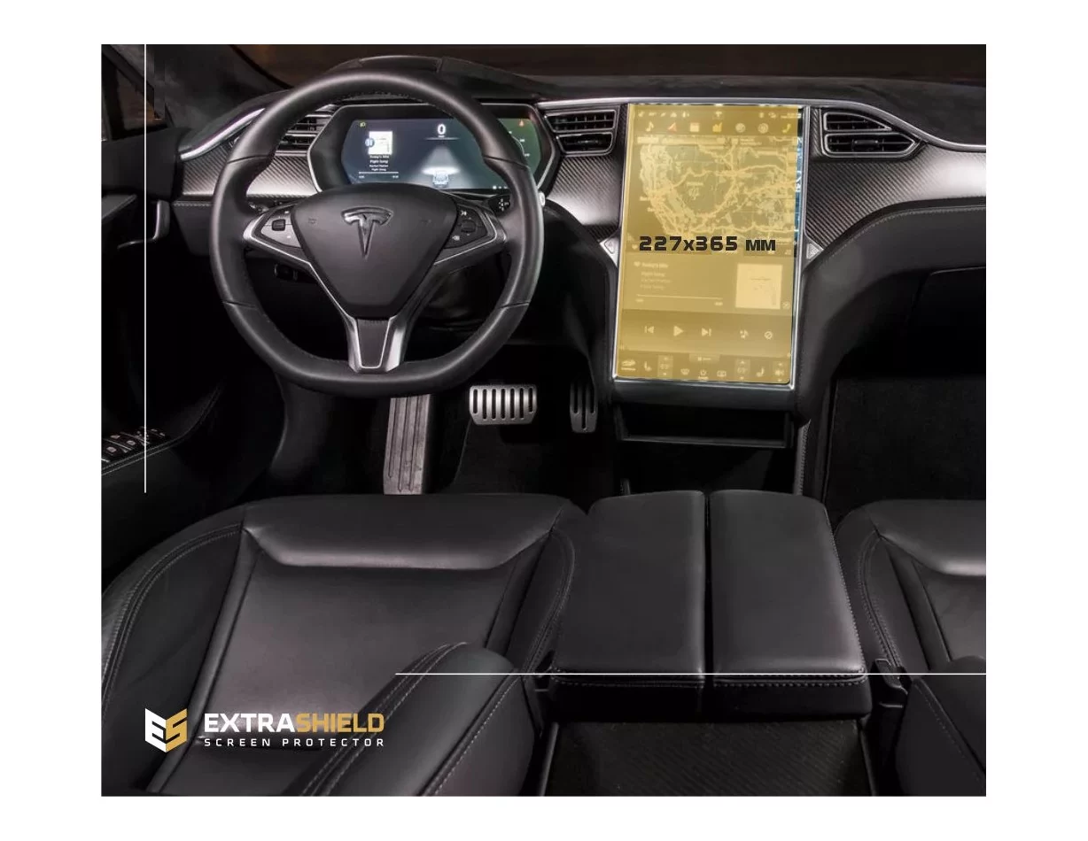 Tesla Model S 2012 - Present Multimedia 17" ExtraShield Screeen Protector - 1 - Interior Dash Trim Kit