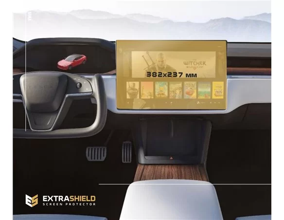 Tesla Model S 2021 - Present Multimedia 17" ExtraShield Screeen Protector - 1 - Interior Dash Trim Kit