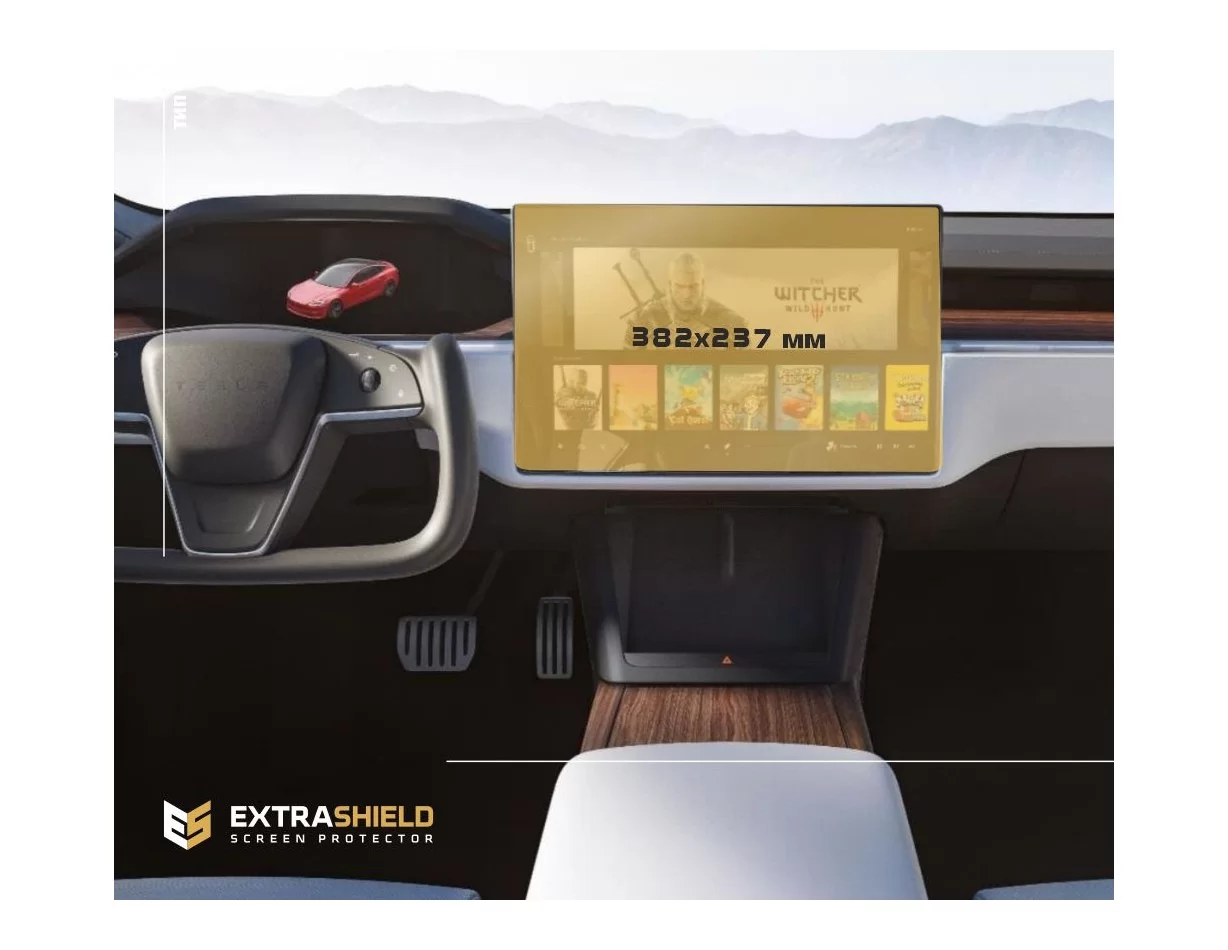 Tesla Model S 2021 - Present Multimedia 17" ExtraShield Screeen Protector - 1 - Interior Dash Trim Kit