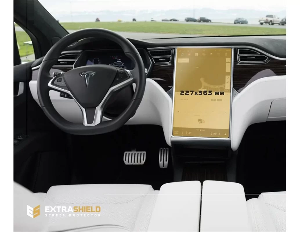 Tesla Model X 2015 - Present Multimedia 17" ExtraShield Screeen Protector - 1 - Interior Dash Trim Kit