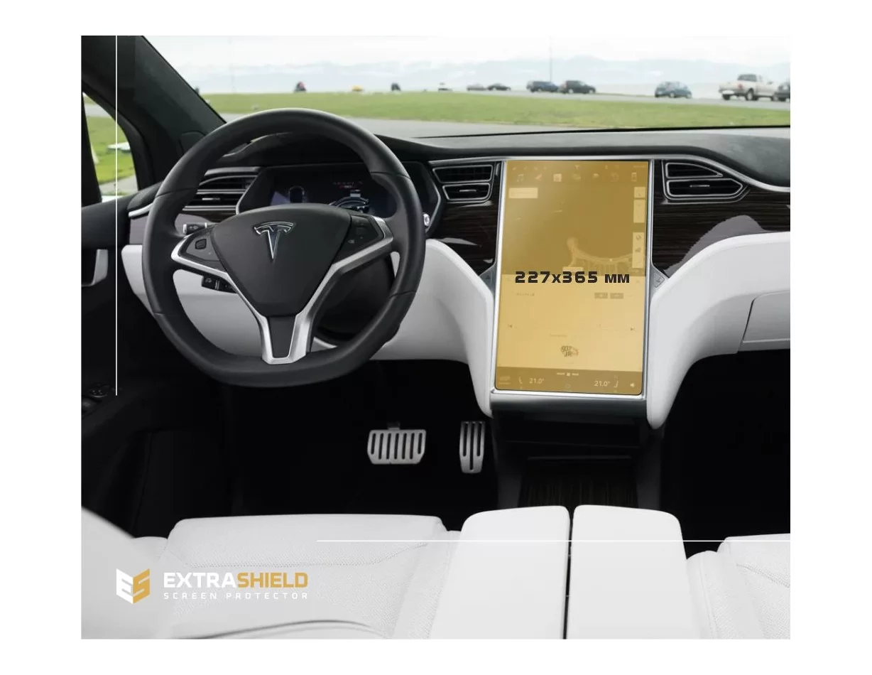 Tesla Model X 2015 - Present Multimedia 17" ExtraShield Screeen Protector - 1 - Interior Dash Trim Kit