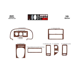 Seat Arosa 04.97-01.01 3D Interior Dashboard Trim Kit Dash Trim Dekor 10-Parts 2