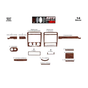 Seat Ibiza-Cordoba 04.02-12.07 3D Interior Dashboard Trim Kit Dash Trim Dekor 14-Parts 2